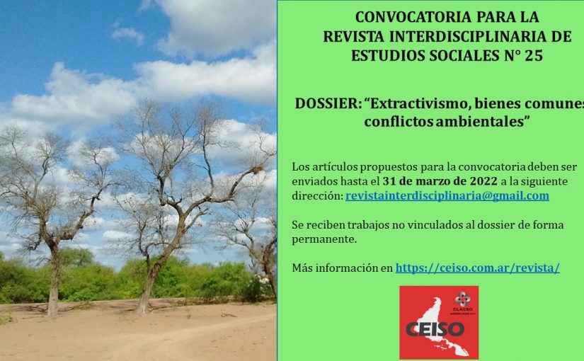 Convocatoria Revista Interdisciplinaria de Estudios Sociales  N° 25